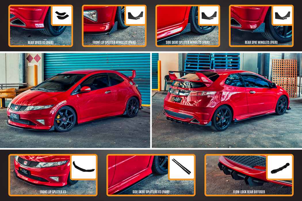 FN2 Civic Type R Full Lip Splitter Set-Flow Designs