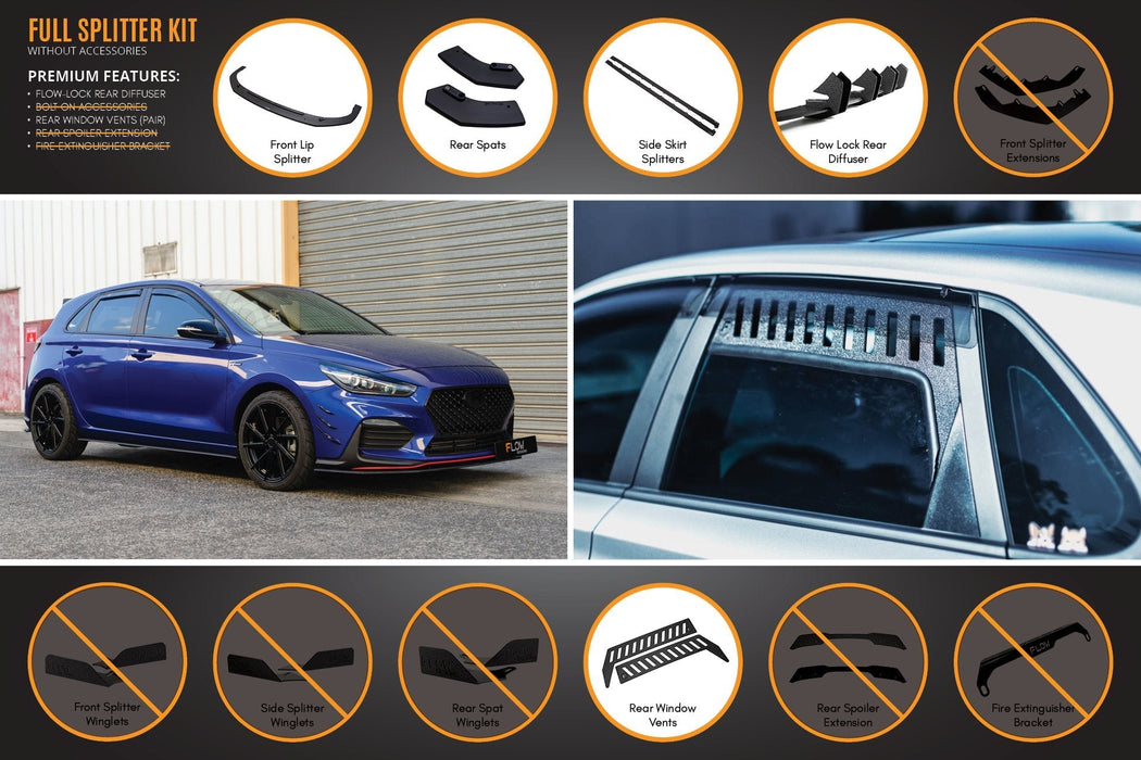 i30 N Line Hatch PD (2018-Current) Full Splitter Lip Set-Flow Designs