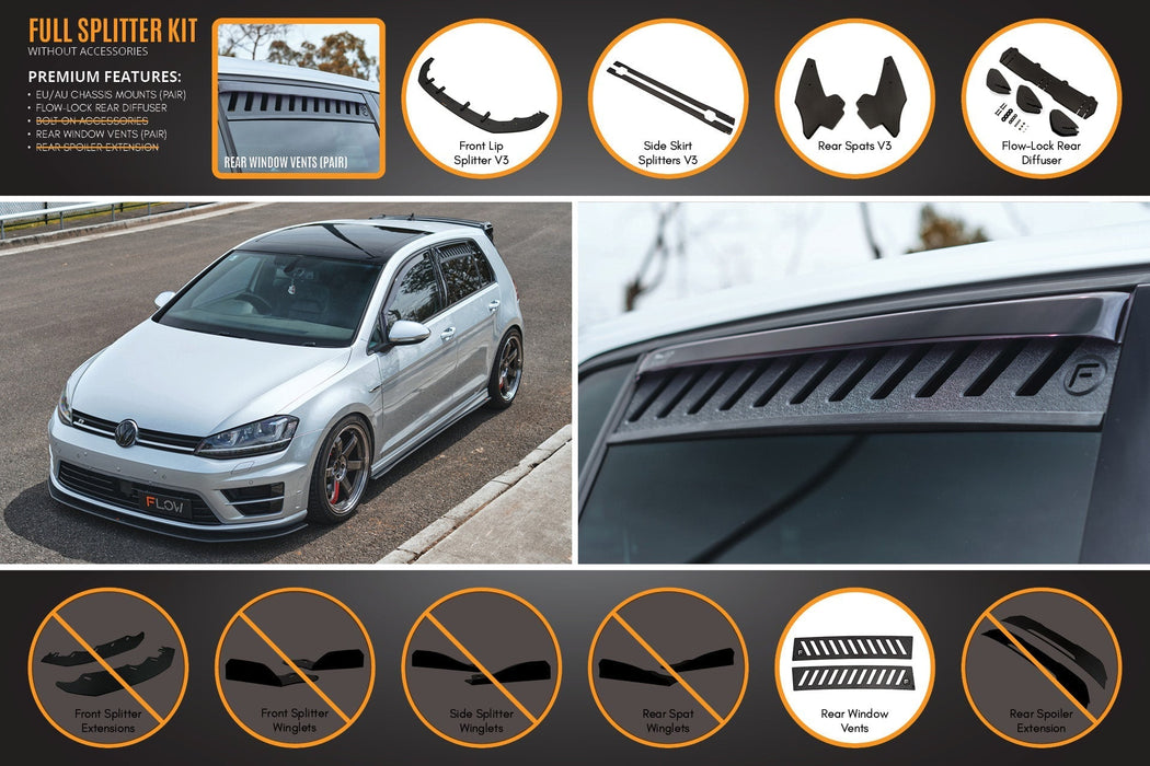 MK7 Golf R (EU/AU) Full Lip Splitter Set-Flow Designs