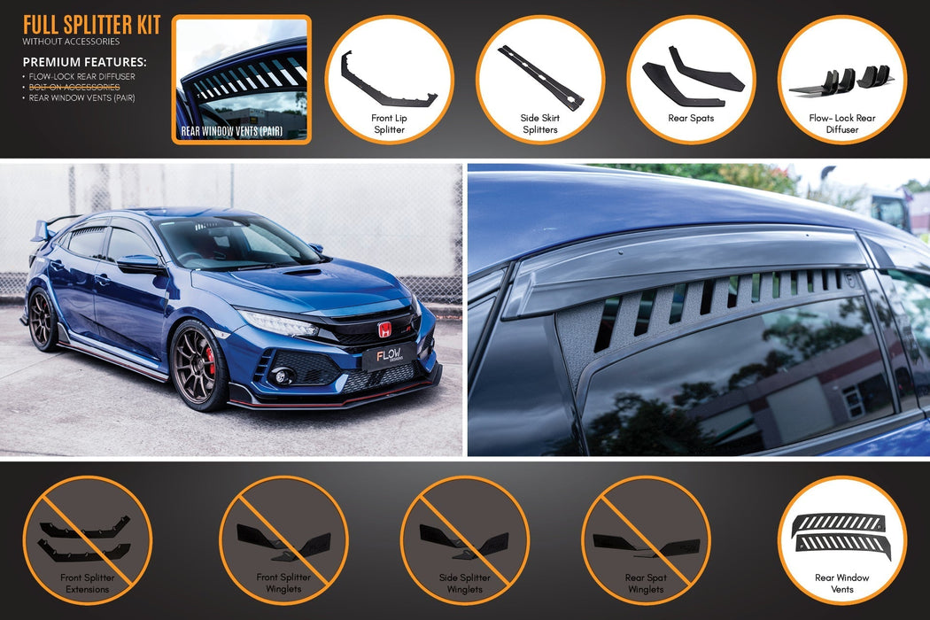 FK8 Civic Type R Full Lip Splitter Set-Flow Designs