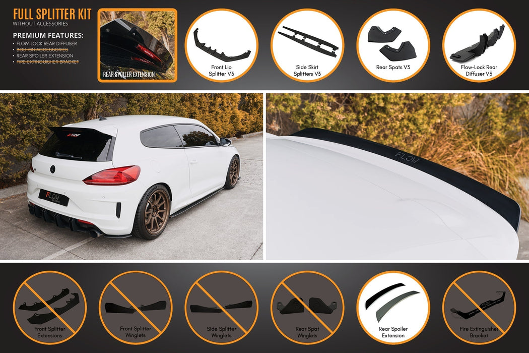 Scirocco R FL V3 Full Lip Splitter Set-Flow Designs