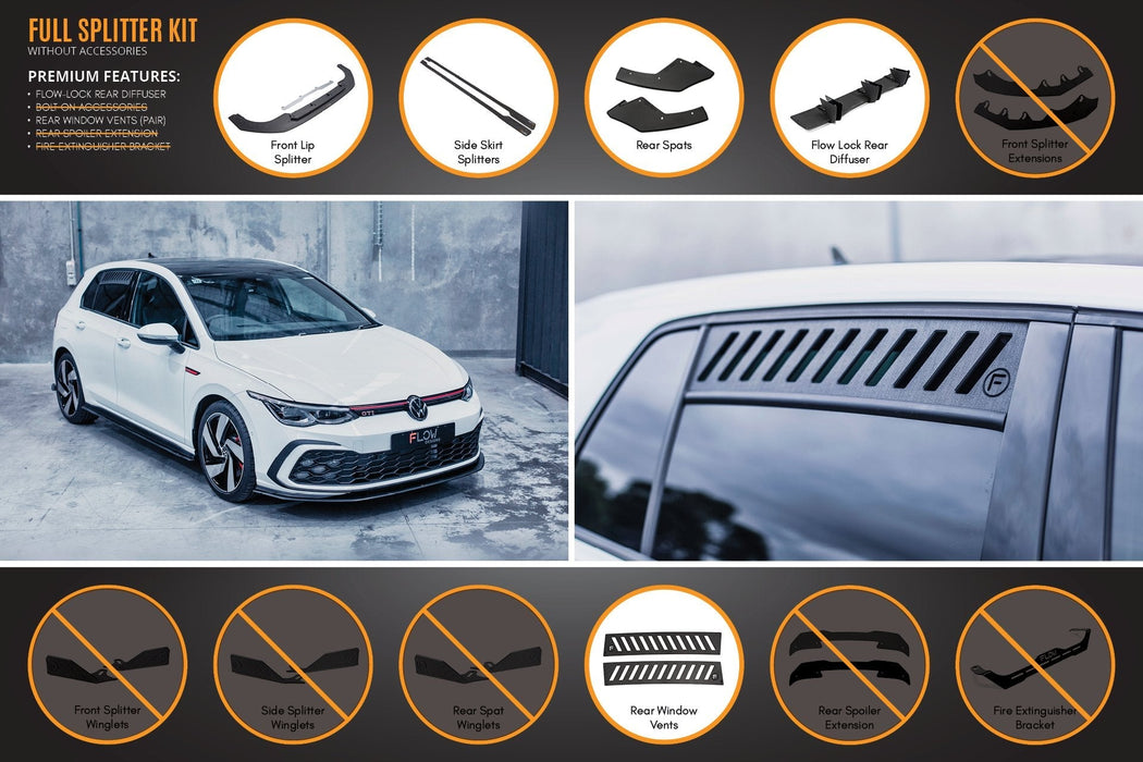 MK8 Golf GTI Full Lip Splitter Set-Flow Designs