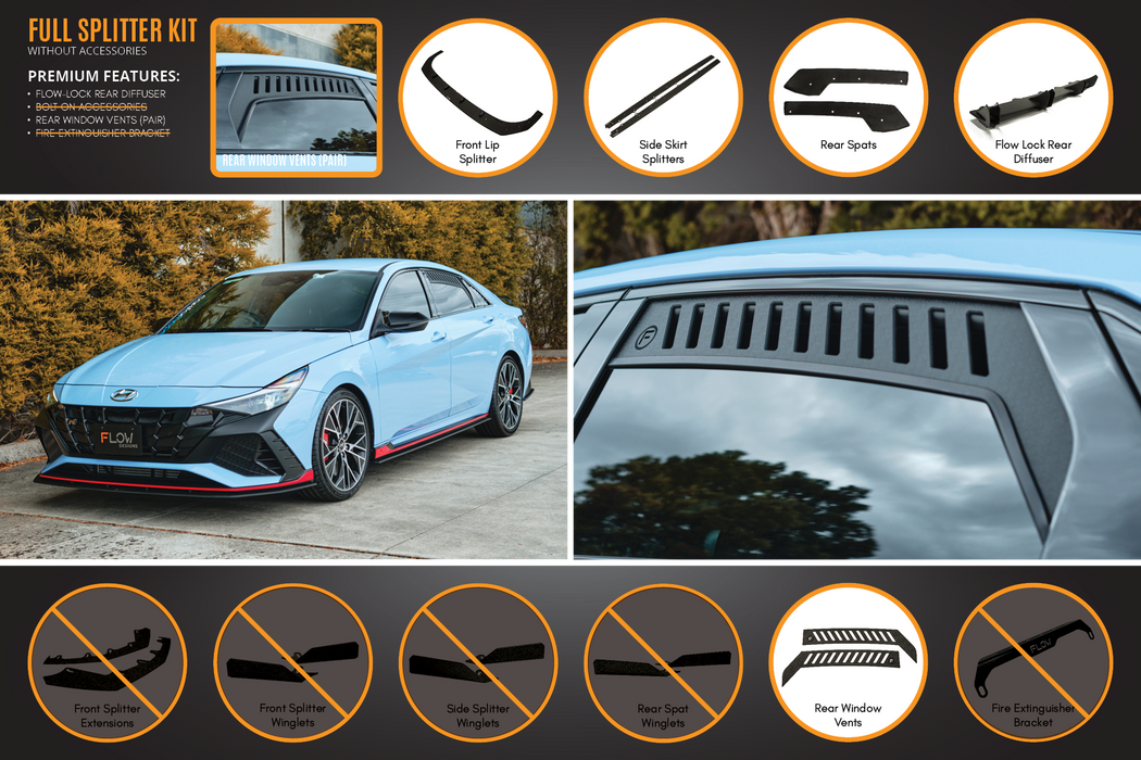 CN7 Elantra N Sedan 2021 Full Lip Splitter Set-Flow Designs