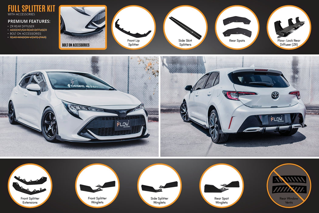 Corolla MZEA12R/ZWE211R 2018-2022 Full Lip Splitter Set-Flow Designs