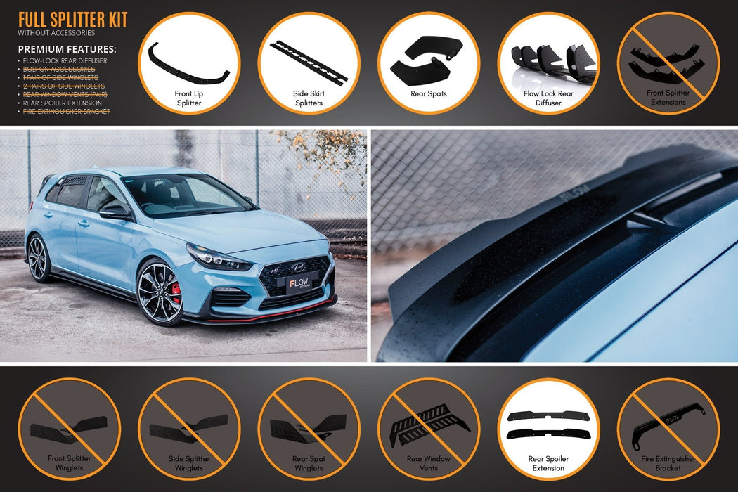 i30N Hatch PD (2018-2020) Full Lip Splitter Set-Flow Designs