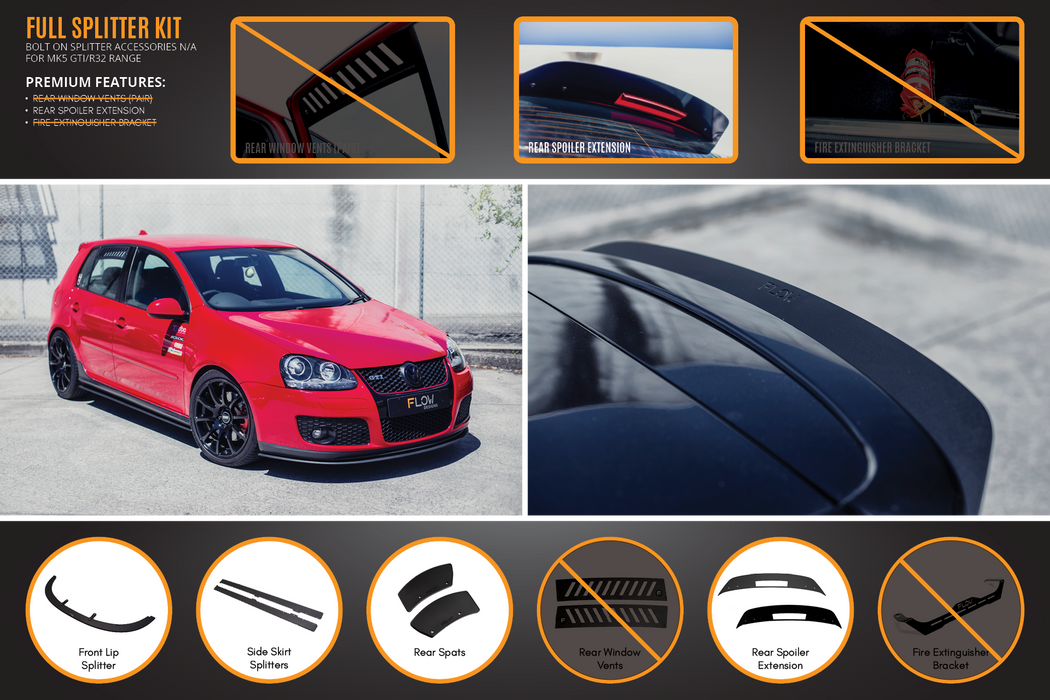 MK5 Golf GTI Full Lip Splitter Set-Flow Designs