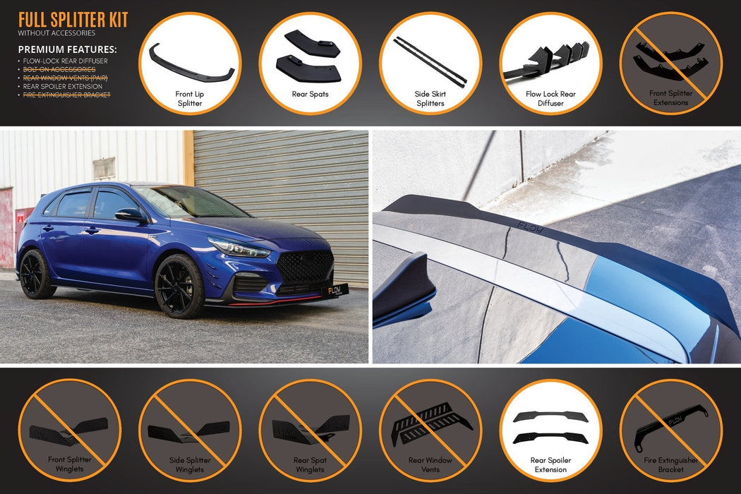 i30 N Line Hatch PD (2018-Current) Full Splitter Lip Set-Flow Designs