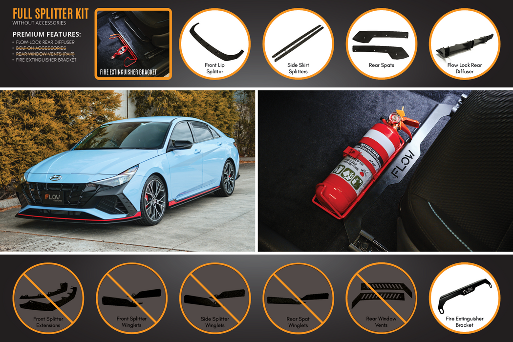 CN7 i30N Sedan 2021-2023 Full Lip Splitter Set-Flow Designs