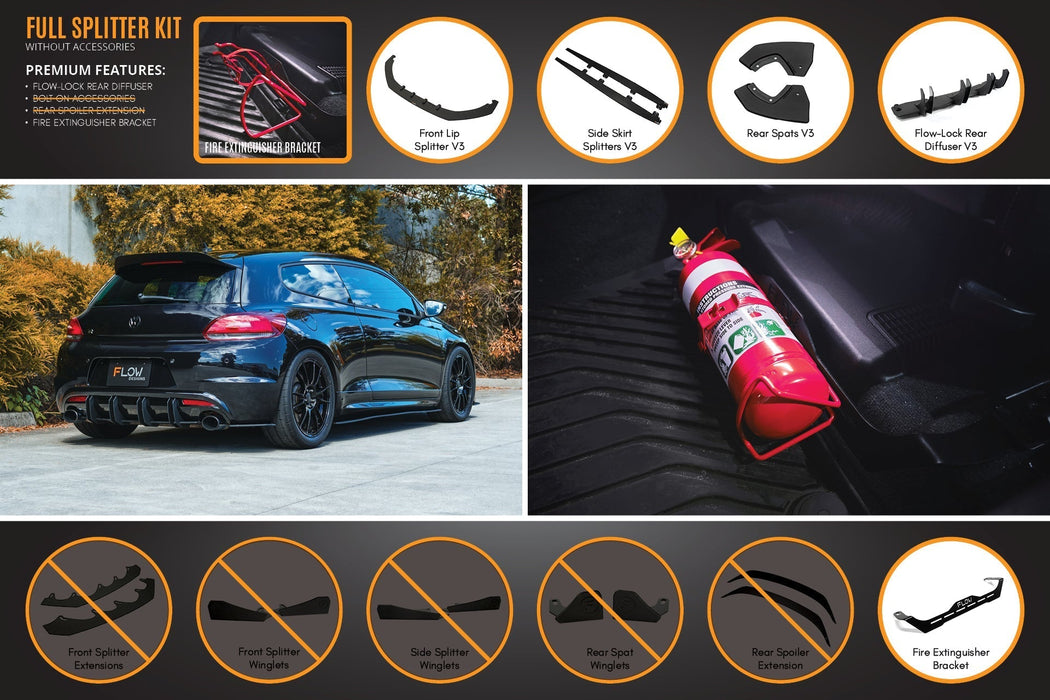 Scirocco R PFL V3 Full Lip Splitter Set-Flow Designs