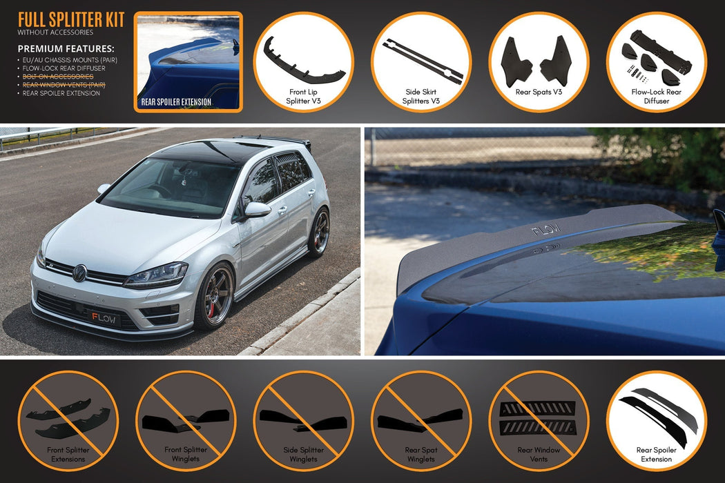 MK7 Golf R (EU/AU) Full Lip Splitter Set-Flow Designs
