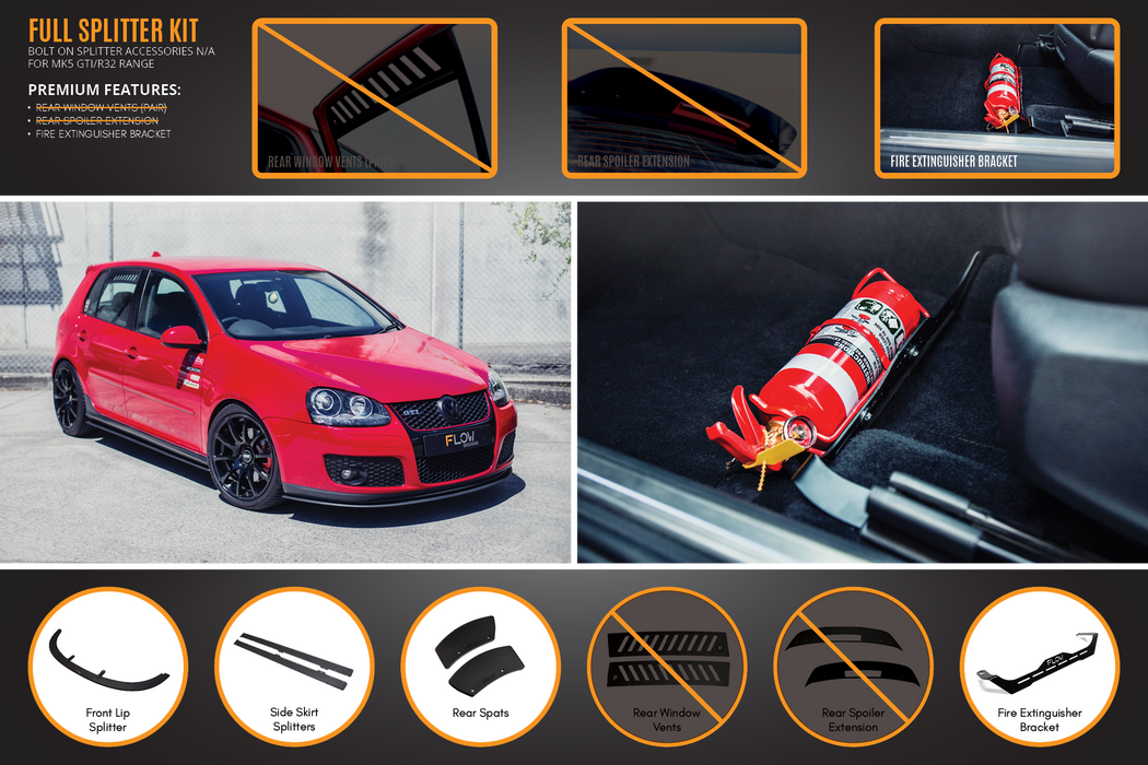 MK5 Golf GTI Full Lip Splitter Set-Flow Designs