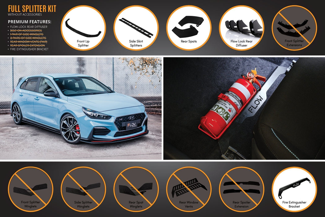 i30N Hatch PD (2018-2020) Full Lip Splitter Set-Flow Designs