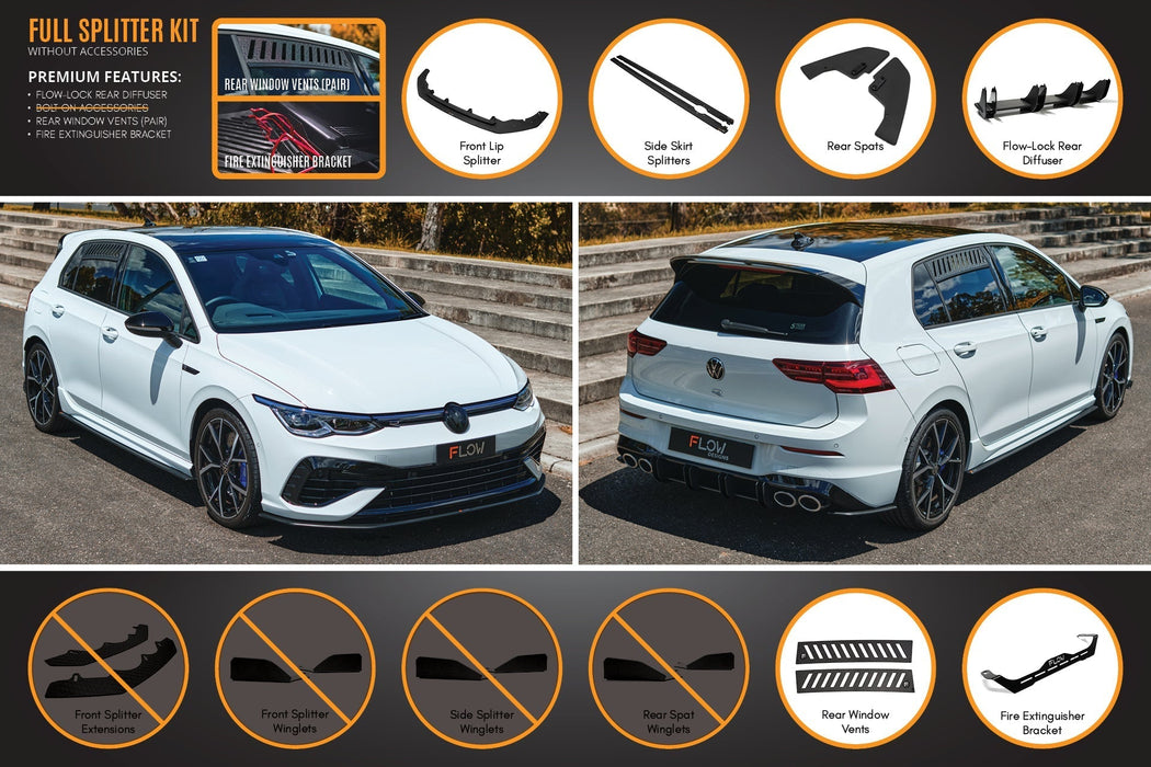 MK8 Golf R Full Lip Splitter Set-Flow Designs
