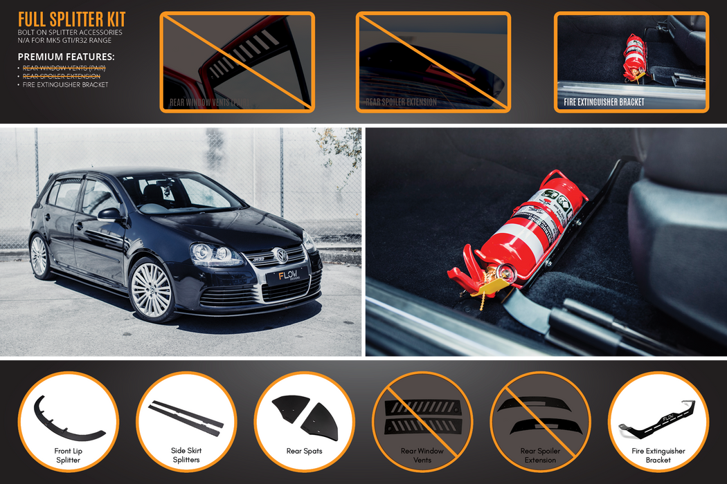 MK5 Golf R32 Full Lip Splitter Set-Flow Designs