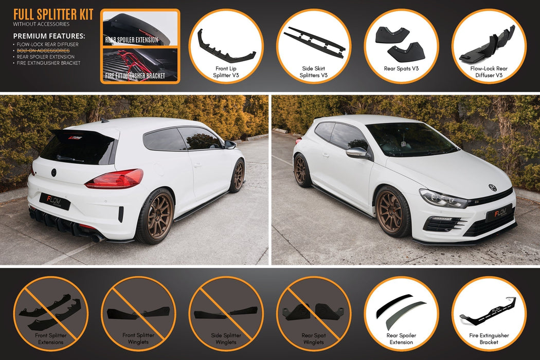 Scirocco R FL V3 Full Lip Splitter Set-Flow Designs