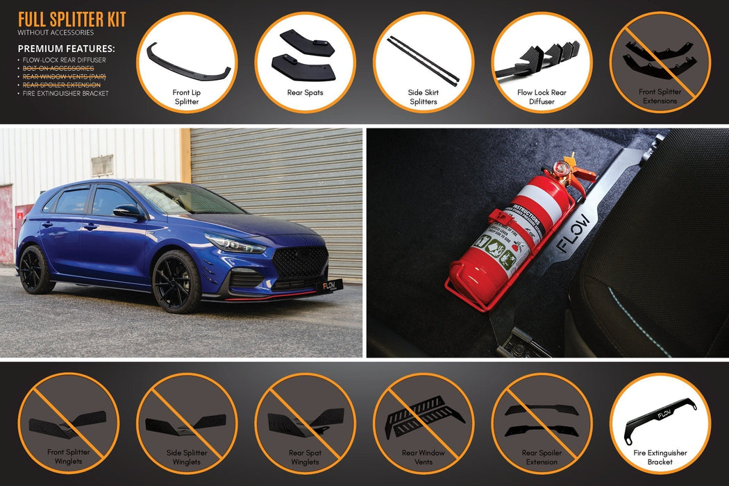 i30 N Line Hatch PD (2018-Current) Full Splitter Lip Set-Flow Designs