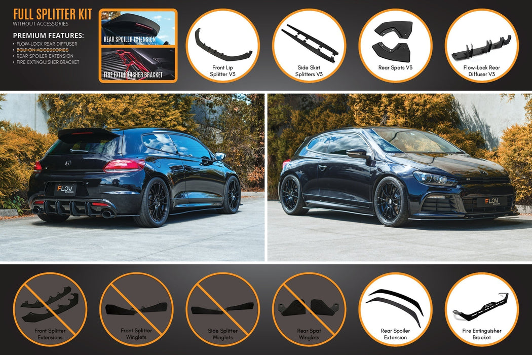 Scirocco R PFL V3 Full Lip Splitter Set-Flow Designs