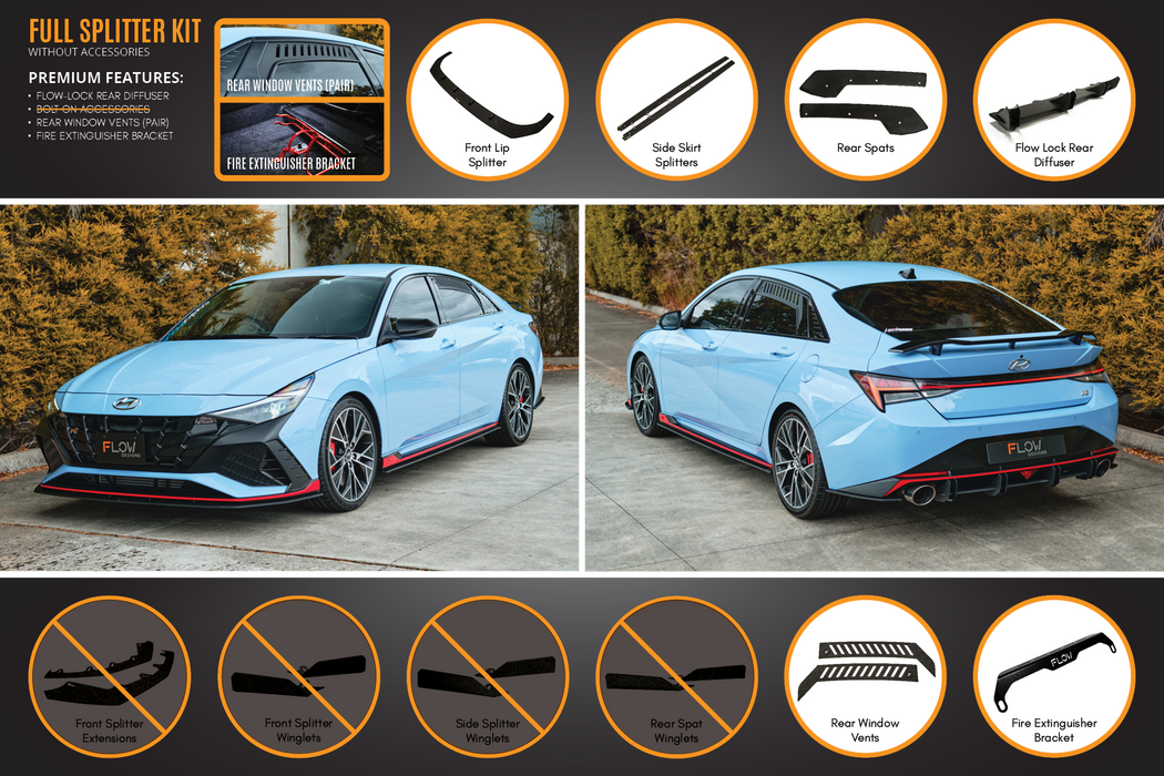 CN7 Elantra N Sedan 2021 Full Lip Splitter Set-Flow Designs