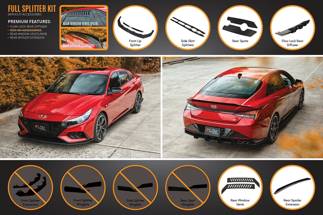 CN7 i30 N Line Sedan 2020 - 2022 Full Lip Splitter Set-Flow Designs
