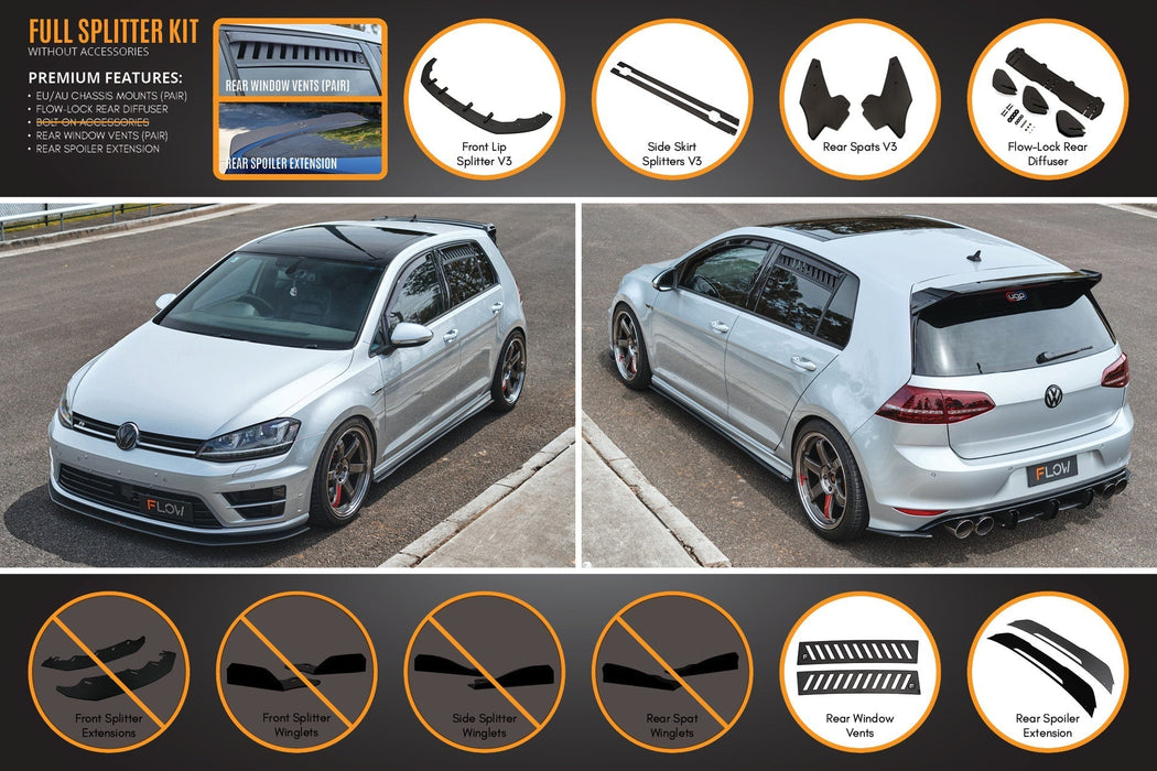 MK7 Golf R (EU/AU) Full Lip Splitter Set-Flow Designs