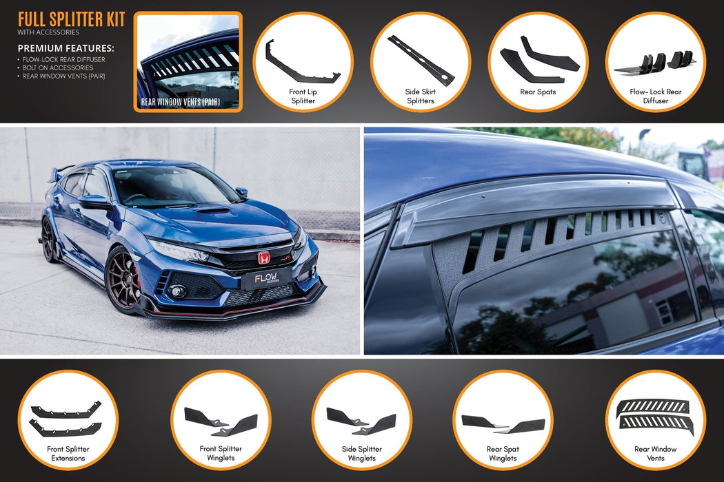 FK8 Civic Type R Full Lip Splitter Set-Flow Designs