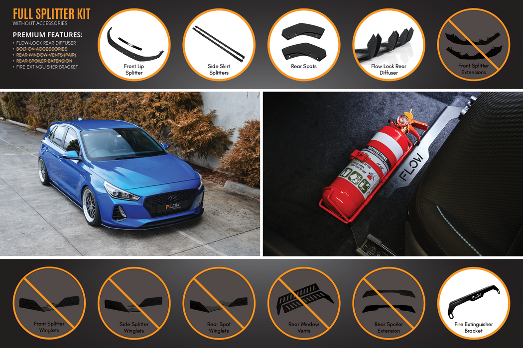 i30 SR Hatch (2017-2018) Full Lip Splitter Set-Flow Designs