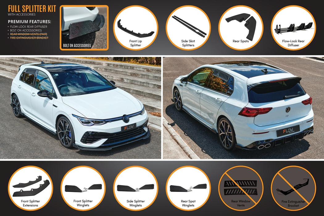 MK8 Golf R Full Lip Splitter Set-Flow Designs