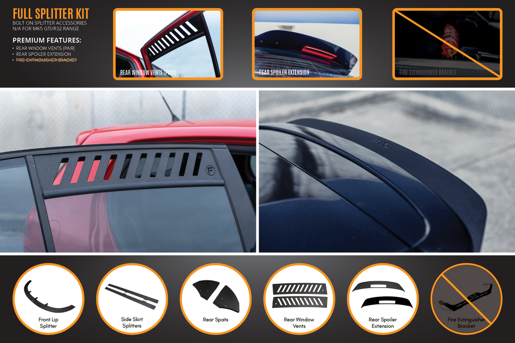 MK5 Golf R32 Full Lip Splitter Set-Flow Designs