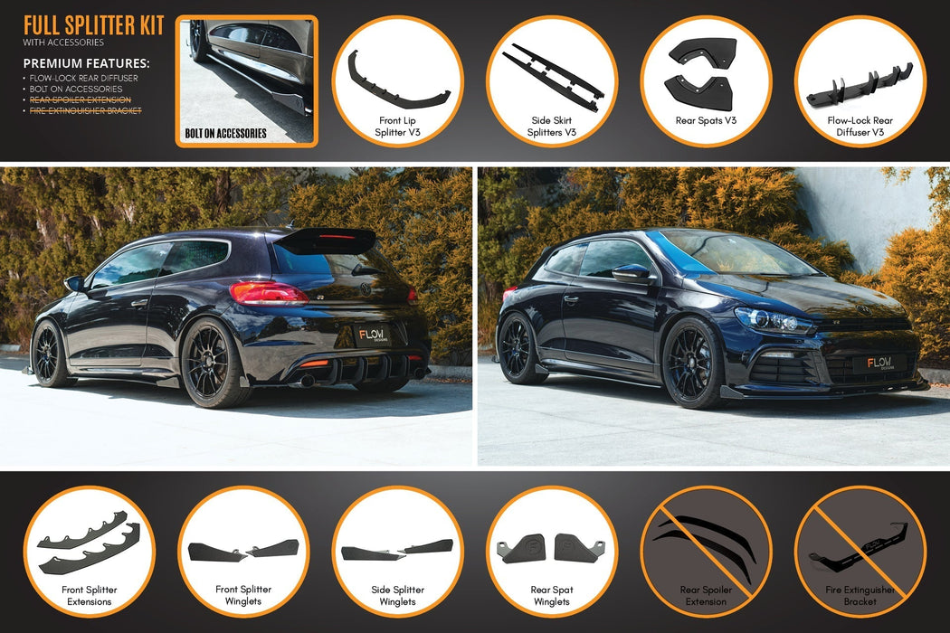 Scirocco R PFL V3 Full Lip Splitter Set-Flow Designs