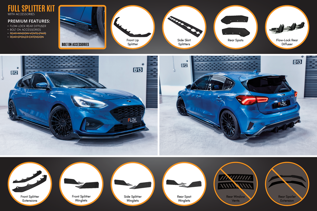MK4 Focus ST-Line Full Lip Splitter Set-Flow Designs