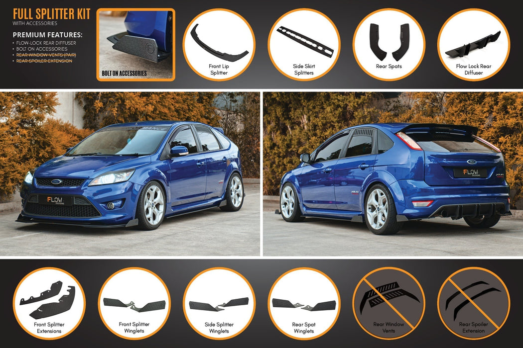 XR5 Focus Turbo V3 Full Lip Splitter Set-Flow Designs