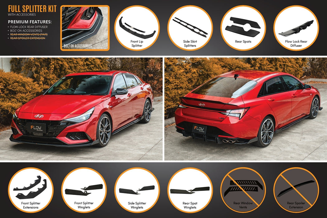 CN7 i30 N Line Sedan 2020 - 2022 Full Lip Splitter Set-Flow Designs