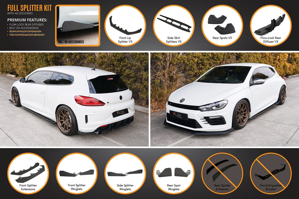 Scirocco R FL V3 Full Lip Splitter Set-Flow Designs