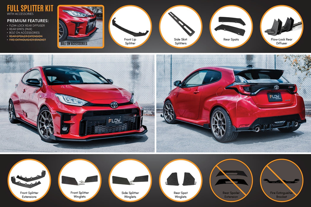 Yaris GR Full Lip Splitter Kit With Rear Diffuser-Flow Designs