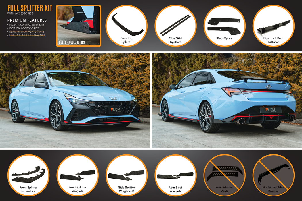 CN7 Elantra N Sedan 2021 Full Lip Splitter Set-Flow Designs