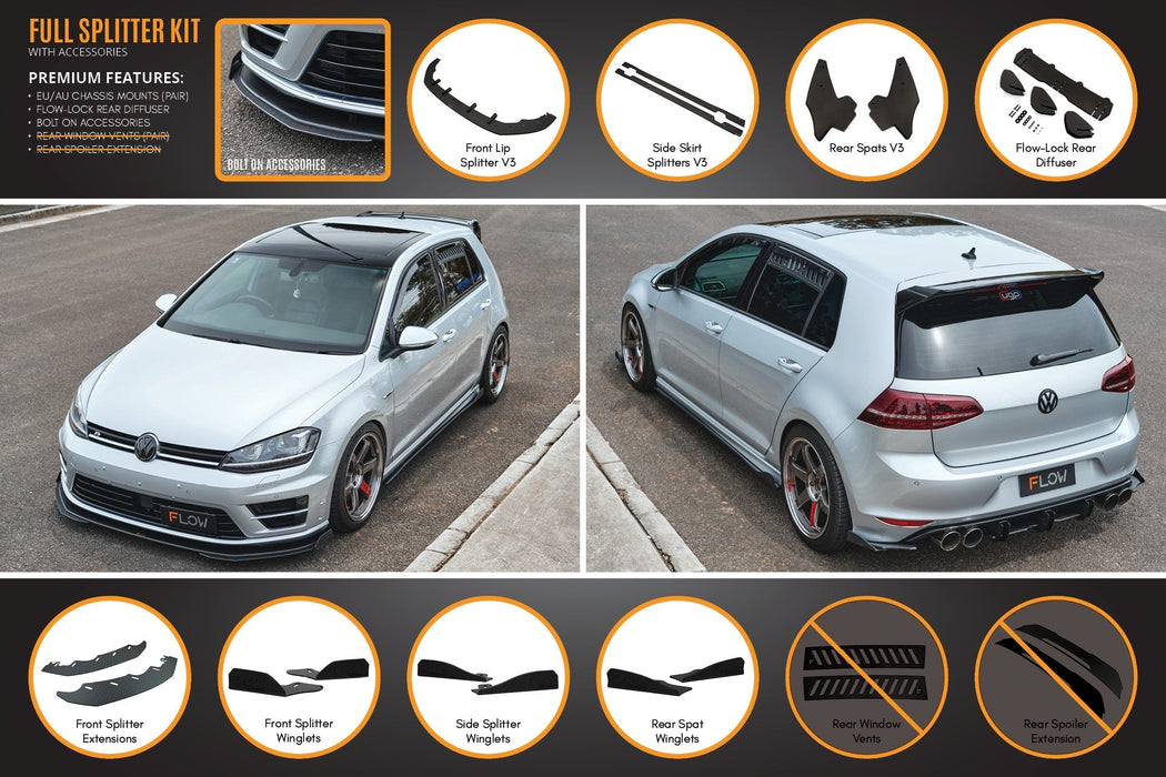 MK7 Golf R (EU/AU) Full Lip Splitter Set-Flow Designs