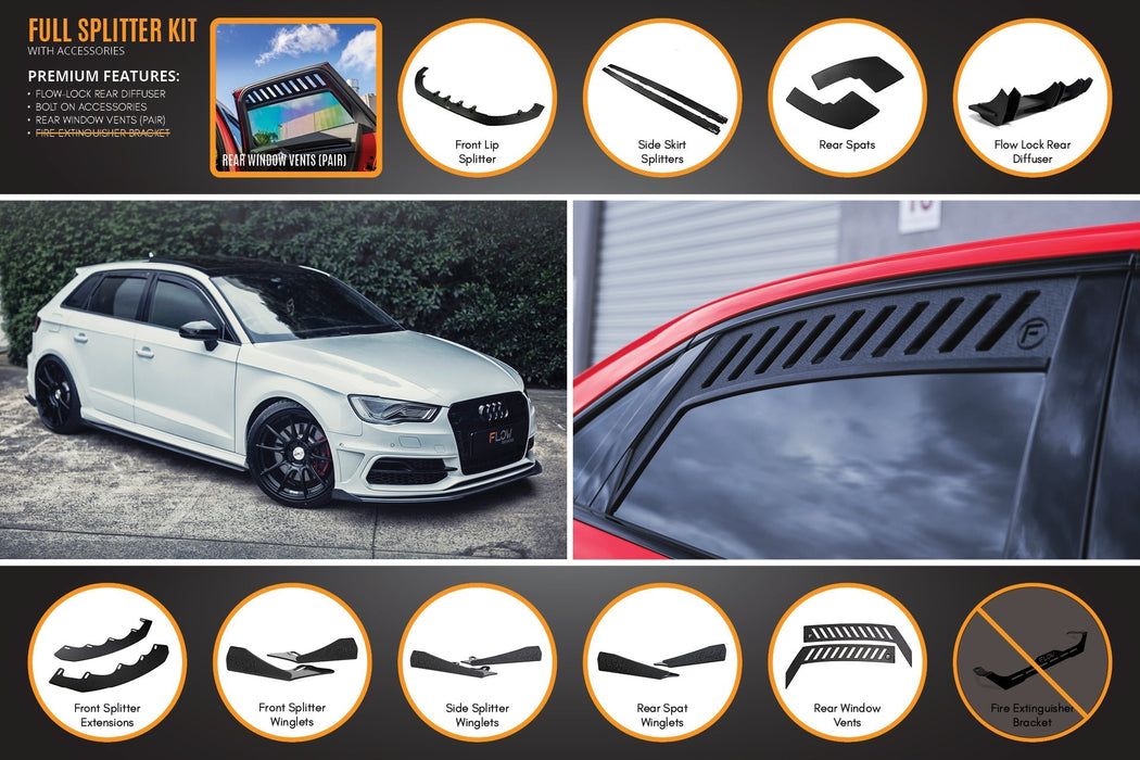 S3 8V Pre-Facelift Sportback Full Lip Splitter Set-Flow Designs