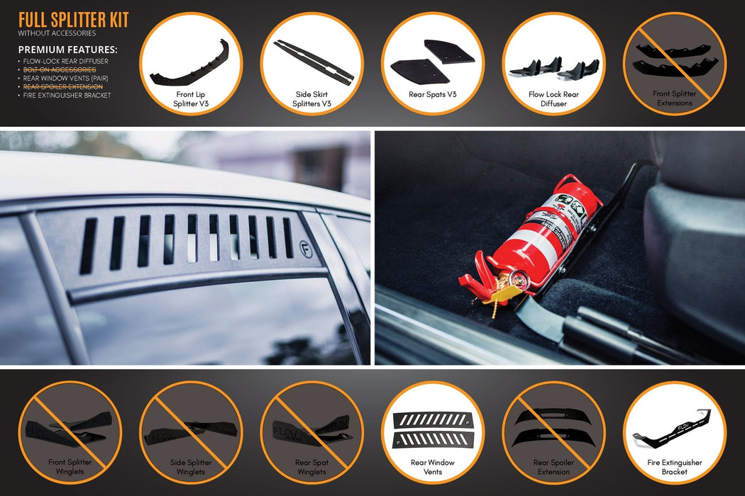 MK6 Golf R Full Lip Splitter Set WITHOUT Accessories-Flow Designs