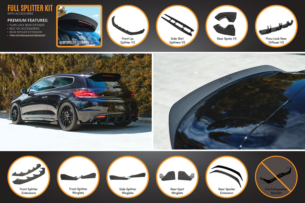 Scirocco R PFL V3 Full Lip Splitter Set-Flow Designs