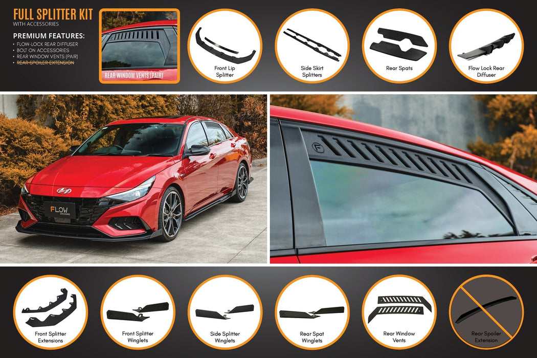 CN7 i30 N Line Sedan 2020 - 2022 Full Lip Splitter Set-Flow Designs