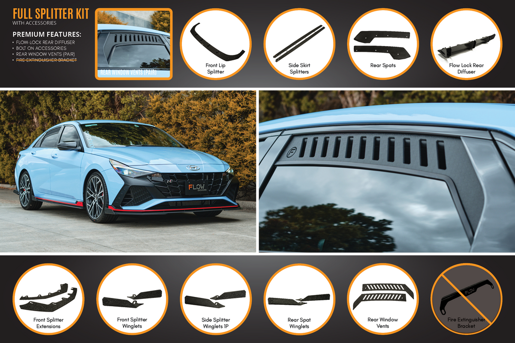 CN7 i30N Sedan 2021-2023 Full Lip Splitter Set-Flow Designs