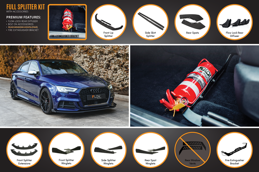 S3 8V Sedan Facelift Full Lip Splitter Set-Flow Designs