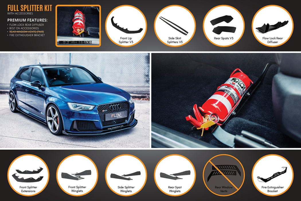 RS3 8V Sportback (Pre-Facelift) Full Lip Splitter Set-Flow Designs