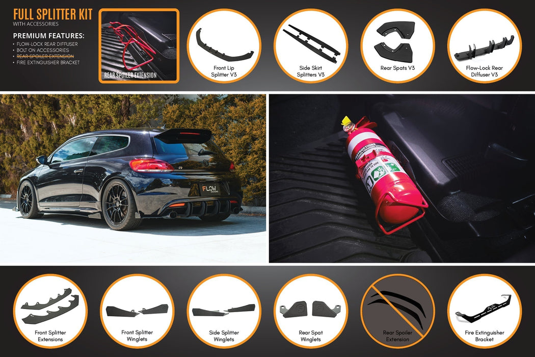 Scirocco R PFL V3 Full Lip Splitter Set-Flow Designs