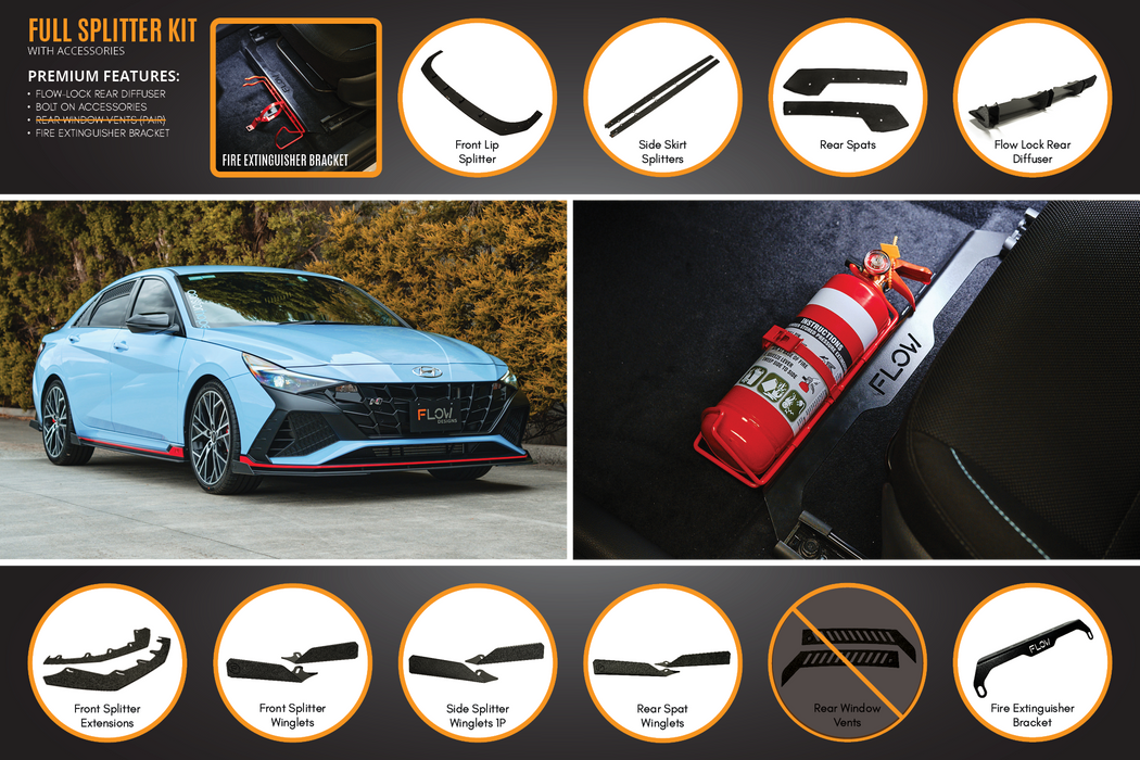 CN7 i30N Sedan 2021-2023 Full Lip Splitter Set-Flow Designs