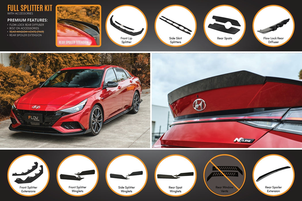 CN7 Elantra N Line Sedan 2020 Full Lip Splitter Set-Flow Designs