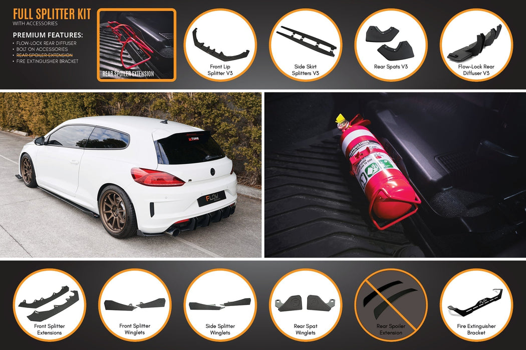 Scirocco R FL V3 Full Lip Splitter Set-Flow Designs