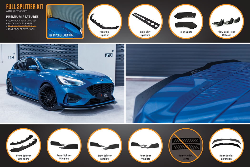MK4 Focus ST-Line Full Lip Splitter Set-Flow Designs