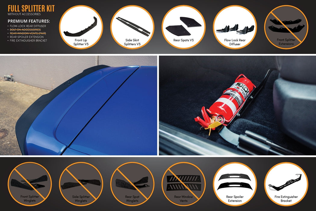 MK6 Golf R Full Lip Splitter Set WITHOUT Accessories-Flow Designs