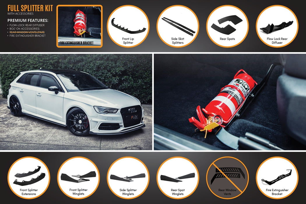 S3 8V Pre-Facelift Sportback Full Lip Splitter Set-Flow Designs